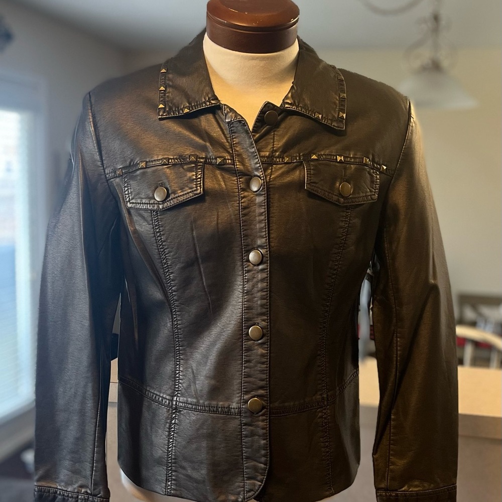 Erin London leather bomber jacket